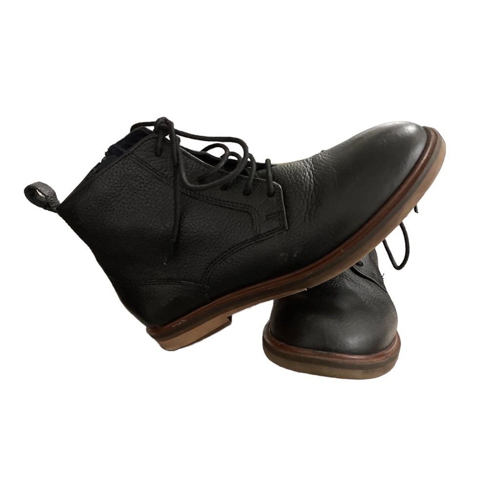 Zara Boys Black Leather Tie/Zip Up Boots Size 34